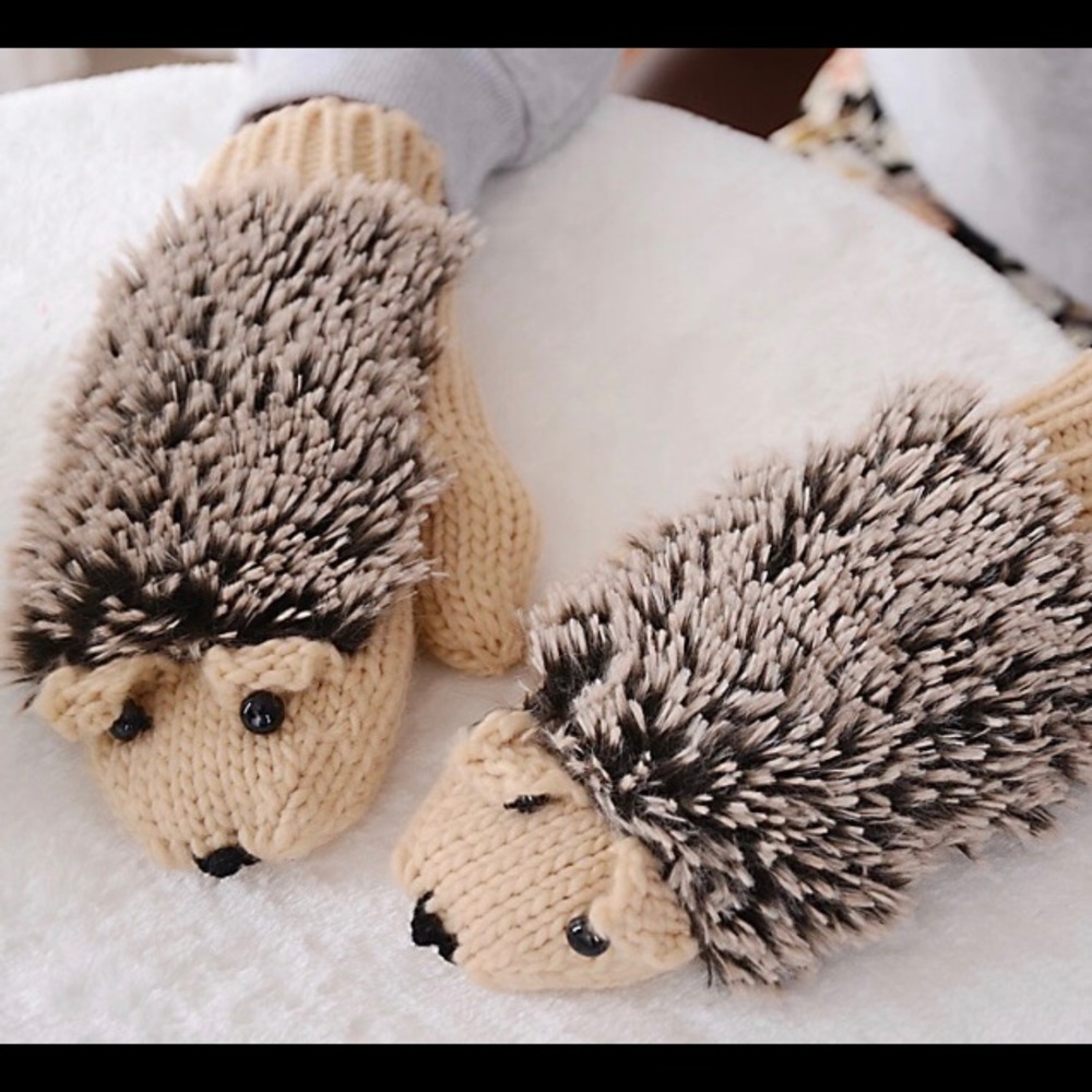 Adult Size Wool Hedgehog Mittens